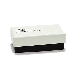Noir Boîtes à bijoux en carton, avec éponge noire à l'intérieur et couvercle à pression blanc, pour colliers et bague, rectangle avec mot, noir, 5x8x2.7 cm