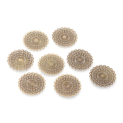 Античная Бронза Железные звенья, гравированные металлические украшения, плоско-круглые, античная бронза, 42.5x0.5 мм, отверстие : 2 мм