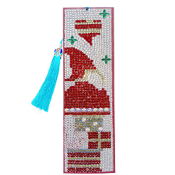 Santa Claus Рождественские наборы для алмазной живописи своими руками для изготовления закладок, включая закладку, кисточка, смола стразы, алмазная липкая ручка, поднос тарелка и клей глина, прямоугольные, Санта-Клаус фон, 210x60 мм