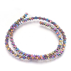 Multi-color Plated Electroplate Non-magnetic Synthetic Hematite Bead Strands, Frosted, Rhombus, Multi-color Plated, 3x4x2mm, Hole: 1mm, about 158~160pcs/strand, 15.3 inch~15.5 inch(39~39.5cm)