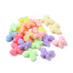 Mixed Color Rubberized Style Acrylic Beads, Butterfly, Mixed Color, 18x21.5x6.5mm, Hole: 1.6mm, 403pcs/500g