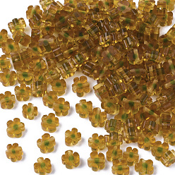 Verge D'or Des billes de verre, fleur, verge d'or, 4~6x4~6x2~3mm, Trou: 1mm