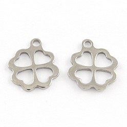 Stainless Steel Color 201 Stainless Steel Flower Charms, Stainless Steel Color, 12x10x1mm, Hole: 1mm