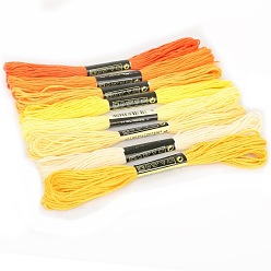 Желтый 8 мотки 8 градиентные цвета 6 хлопчатобумажная нить для вышивания в слоях, нитки для вышивки крестиком, для шитья своими руками, желтые, 1.2 мм, около 8.20 ярдов (7.5 м) / моток, 1 моток/цвет
