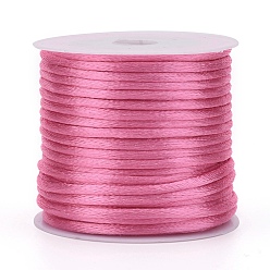 Бледно-Розовый Нейлоновый шнур, атласный шнур, для изготовления украшений из бисера, китайское вязание, розовый жемчуг, 1 мм, около 32.8 ярдов (30 м) / рулон