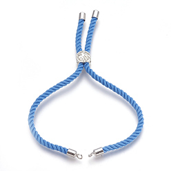 Bleu Dodger Fabrication de bracelet de cordon de coton, avec les accessoires en laiton, plat et circulaire avec arbre de vie, Dodger bleu, 8-5/8 pouce (22 cm), Trou: 2mm