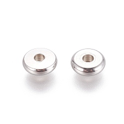 Color de Acero Inoxidable 304 de acero inoxidable perlas espaciadoras, plano y redondo, color acero inoxidable, 7x2 mm, agujero: 1.8 mm