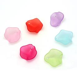 Mixed Color Transparent Acrylic Charms, Frosted, Leaf, Mixed Color, 14.5x14x1mm, Hole: 1.5mm, about 2083pcs/500g
