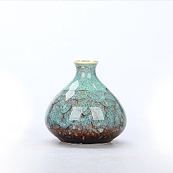 Medium Turquoise Ceramics Vase, Display Decoration, for Home Decoration, Medium Turquoise, 70x70~74mm