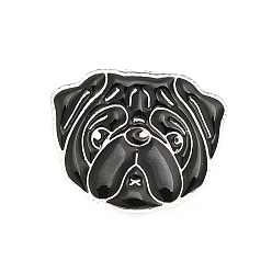 Perro Pasador de perro esmaltado con embragues de mariposa de latón, insignia de aleación para ropa de mochila, patrón de pug, 19.5x24x10 mm, pin: 1.1 mm
