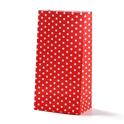 Оранжево-Красный Прямоугольные крафт-бумажные мешки, никто не обрабатывает, подарочные пакеты, полька точка рисунок, оранжево-красный, 13x8x24 см