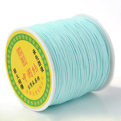 Turquoise Pálido Hilo de nylon trenzada, Cordón de anudado chino cordón de abalorios para hacer joyas de abalorios, turquesa pálido, 0.8 mm, sobre 100 yardas / rodillo