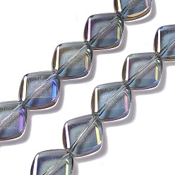 Púrpura Abalorios de vidrio electrochapa, chapado en arco iris , rombo, púrpura, 18x15.5x5 mm, agujero: 1.2 mm, sobre 35~37 unidades / cadena, 24.80~25.98 pulgada (63~66 cm)