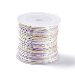 Lilas Cordon de fil de nylon teint par segment, corde de satin de rattail, pour le bricolage fabrication de bijoux, noeud chinois, lilas, 1mm