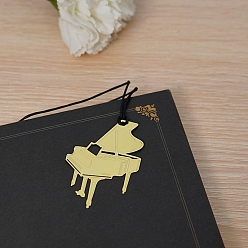 Piano Brass Bookmarks with Tassel, Musical Note Bookmark for Music Lover, Golden, Piano, Packing: 116x56mm