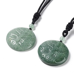 Green Aventurine Natural Green Aventurine Tree of Life Pendant Necklace with Nylon Rope, 34.80~35.43 inch(88.4~90cm)