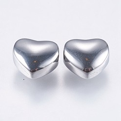 Stainless Steel Color 304 Stainless Steel Beads, Heart, Stainless Steel Color, 8x9x5mm, Hole: 2mm