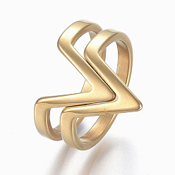 Golden 304 Stainless Steel Finger Rings, Wide Band Rings, Size 6~9, Golden, 16~19mm