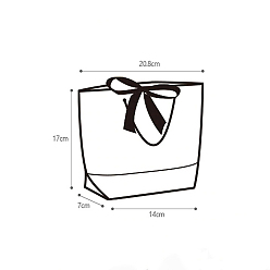 Белый Картонные бумажные подарочные пакеты, сумки с черными ручками и бантами, прямоугольные, белые, 7x20.8x17 см