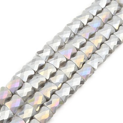 Светло-серый Нити стеклянных бусин Ab цветной пластины, граненая бамбуковая палка, светло-серый, 10.5~11x8x5 мм, отверстие : 1.4 мм, около 60 шт / нитка, 24.41~25.20'' (62~64 см)