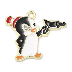 Colorful Light Gold Plated Alloy Enamel Pendants, Penguin Charm, Colorful, 21x25x1mm, Hole: 1.6mm