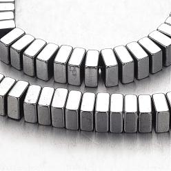 Silver Plated Electroplate Non-magnetic Synthetic Hematite Bead Strands, Square Heishi Beads, Silver Plated, 6x6x3mm, Hole: 1mm, about 136pcs/strand, 15.7 inch