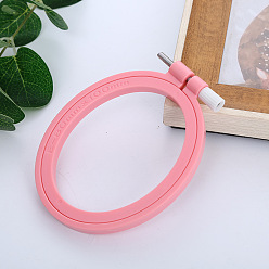 Hot Pink Adjustable ABS Plastic Oval Embroidery Hoops, Embroidery Circle Cross Stitch Hoops, for Sewing, Needlework and DIY Embroidery Project, Hot Pink, 100x80mm