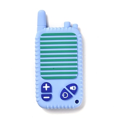 Azul Cielo Mordedor de silicona con forma de interfono, mordedor molar para niños y niñas, juguetes para masticar, juguete para la dentición, luz azul cielo, 108.5x51.5x14 mm, agujero: 4 mm