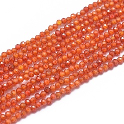 Tomato Cubic Zirconia Beads Strands, Faceted, Round, Tomato, 2mm, Hole: 0.5mm, about 169pcs/strand, 15.7 inch(40cm)