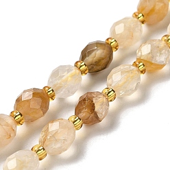 Citrine Natural Citrine Beads Strands, with Seed Beads, Faceted, Oval, 7.5~8x6~6.5mm, Hole: 1.2mm, about 40~42pcs/strand, 15.35~15.55''(39~39.5cm)