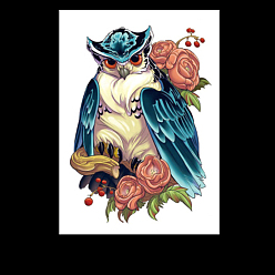 Темный Голубой Съемные временные водостойкие татуировки с изображением совы, бумажные наклейки, темные голубые, 21x14.8 см