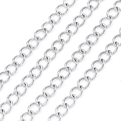 Stainless Steel Color 304 Stainless Steel Curb Chains, Twisted Chains, Soldered, Stainless Steel Color, 3.5x2.4x0.5mm