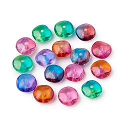 Mixed Color Czech Glass Beads, Two Tone, Dyed, Flat Round, Mixed Color, 10x5mm, Hole: 1.2mm, about 240pcs/bag