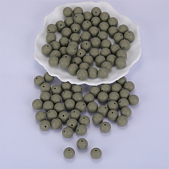 Vert Clair Perles focales rondes en silicone, perles à mâcher pour les jouets de dentition, Diy soins infirmiers colliers faisant, vert clair, 15mm, Trou: 2mm