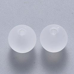 Blanco Abalorios de acrílico transparentes, esmerilado, rondo, blanco, 7.5x7.5 mm, Agujero: 1.6 mm, sobre 1900 unidades / 500 g