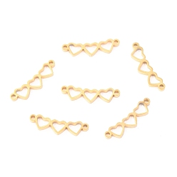 Золотой Соединители звеньев нержавеющей стали, связанное сердце, золотые, 15x4x1.1 мм, отверстие : 1 мм