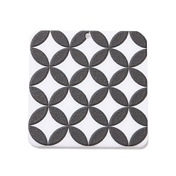 Round 3D Printed Acrylic Pendants, Black and White, Square, Round Pattern, 34.5x34.5x2mm, Hole: 1.4mm