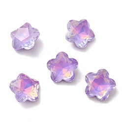 Terciopelo Púrpura Cabujones de diamantes de imitación de vidrio estilo mocha k, puntiagudo espalda y dorso plateado, facetados, flor del ciruelo, terciopelo púrpura, 9 mm