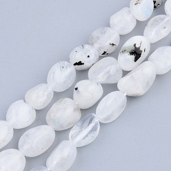 Rainbow Moonstone Natural Rainbow Moonstone Beads Strands, Tumbled Stone, Nuggets, 5~13x5~10x3~8mm, Hole: 1mm, about 40~60pcs/strand, 14.57 inch~15.74 inch(37~40cm)