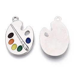 Colorful Alloy Pendants, with Enamel, Cadmium Free & Nickel Free & Lead Free, Platinum, Color Plate Charm, Colorful, 28.5x19.5x2.5mm, Hole: 2mm