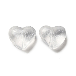 Claro Colgantes de acrílico transparentes, con polvo, corazón, Claro, 13x14.5x7 mm, agujero: 1 mm, Sobre 600 unidades / 500 g