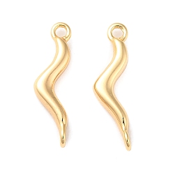 Real 18K Gold Plated Brass Connector Charms, Wave Shape Links, Real 18K Gold Plated, 16x4.5x2.5mm, Hole: 1.2mm