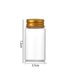 Oro Botellas de vidrio transparente contenedores de cuentas, tubos de almacenamiento de cuentas con tapa de rosca y tapa de aluminio, columna, dorado, 3.7x7 cm, capacidad: 50 ml (1.69 fl. oz)
