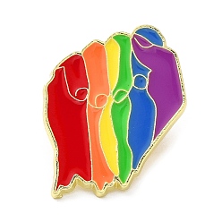 Palm Pride Rainbow Enamel Pins, Golden Alloy Brooch, Fist, 25x19x1.5mm