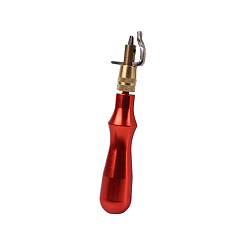 Rouge Rainure de couture réglable en cuir, coudre des outils de bordure de coupe de sculpture sur cuir pli, avec poignée en aluminium, rouge, 13.5x2.5 cm, Trou: 4mm