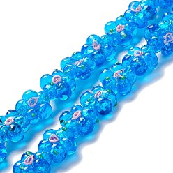 Bleu Dodger Brins de perles à chalumeau manuels, cahoteuse, fleur, Dodger bleu, 13.5~14x14.5~15x7~8mm, Trou: 1.4mm, Environ 28 pcs/chapelet, 14.57 pouce (37 cm)