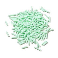 Verde Pálido Abalorios de la arcilla de polímero hechos a mano, ningún agujero, columna, verde pálido, 6~19x1.5 mm, Sobre 73000 unidades / 1000 g