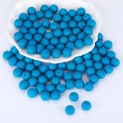Bleu Vert Perles focales rondes en silicone, perles à mâcher pour les jouets de dentition, Diy soins infirmiers colliers faisant, sarcelle, 15mm, Trou: 2mm
