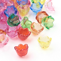 Mixed Color Transparent Acrylic Beads, Tulip Flower, Bead Caps For Jewelry Making, Lily of the Valley, Mixed Color, 10x6mm, Hole: 1.5mm, about 1900pcs/500g