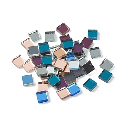 Color mezclado Superficie del espejo azulejos de mosaico cuadrados cabujones de vidrio, para decoración del hogar o manualidades de bricolaje, color mezclado, 10x10x3.5~4 mm, Sobre 1100 unidades / 1000 g